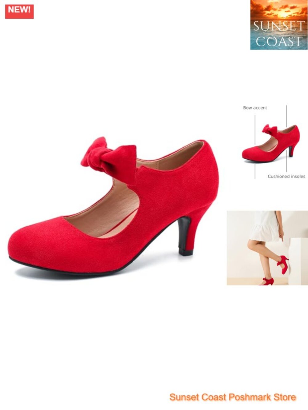 Women's Bow Mary Jane Kitten Heel Pumps Round Toe Wedding Dress Shoes